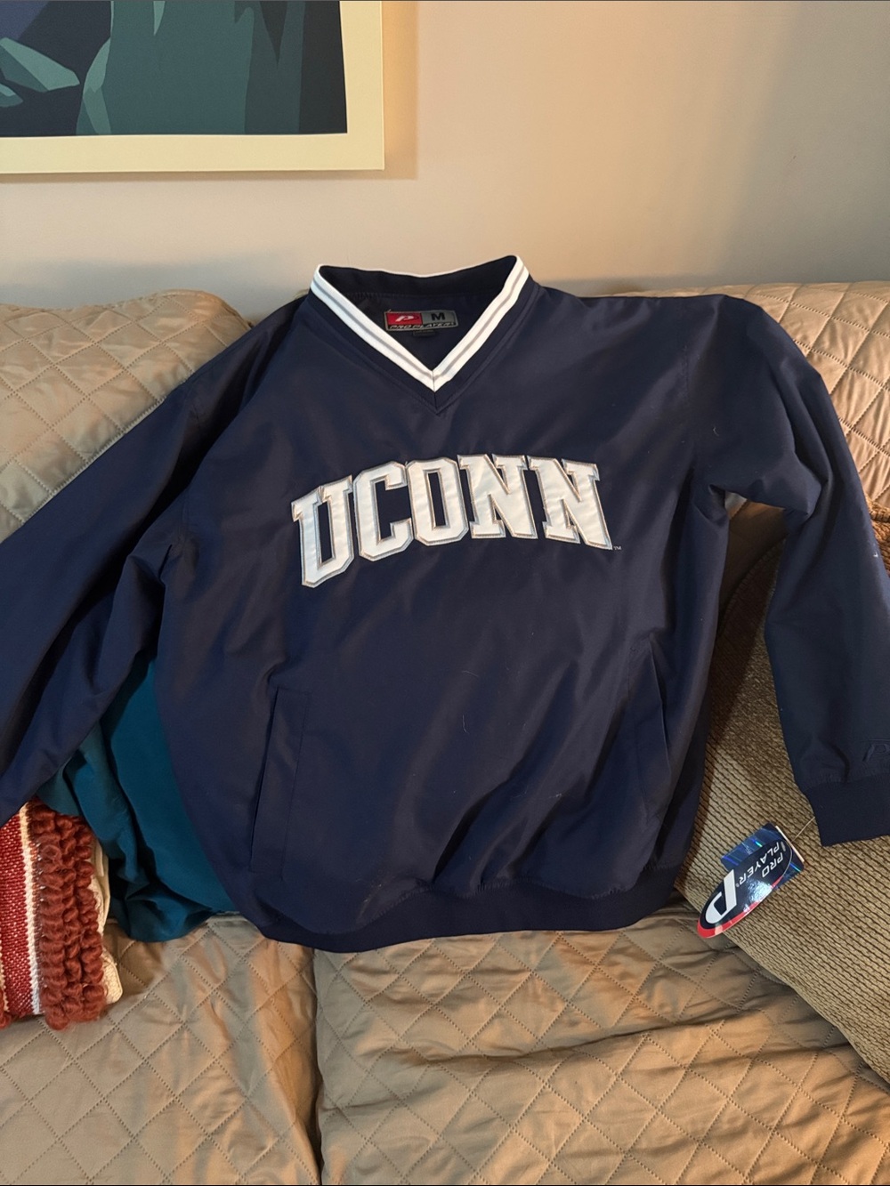 Pro Player Navy and White UCONN Pullover